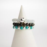Conjunto de Anillos con Gemas de Espíritu Ninfa - Océano Infinito