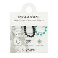 Conjunto de Anillos con Gemas de Espíritu Ninfa - Océano Infinito