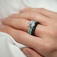 Conjunto de Anillos con Gemas de Espíritu Ninfa - Océano Infinito