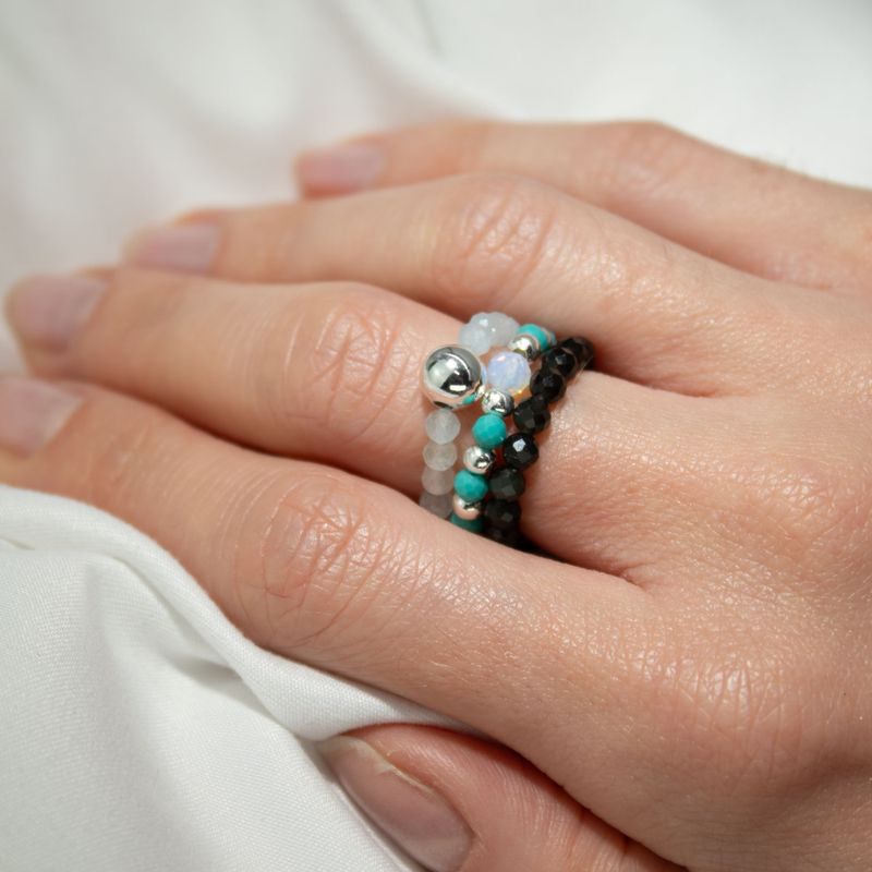 Conjunto de Anillos con Gemas de Espíritu Ninfa - Océano Infinito