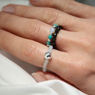 Conjunto de Anillos con Gemas de Espíritu Ninfa - Océano Infinito