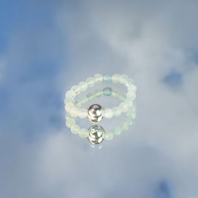Conjunto de Anillos con Gemas de Espíritu Ninfa - Océano Infinito
