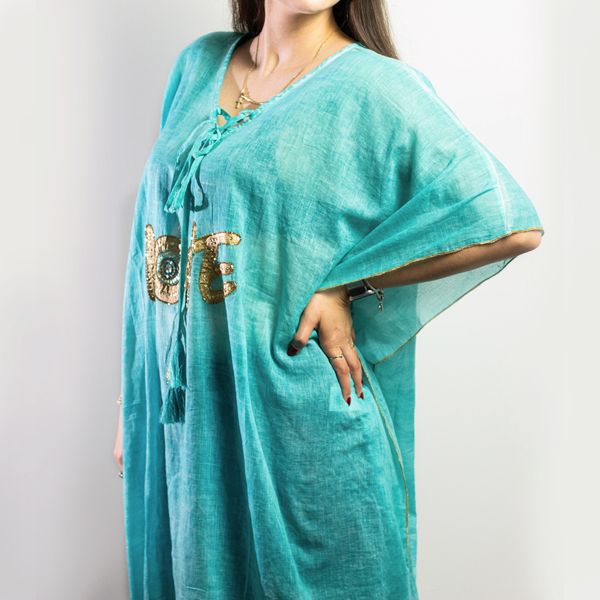 Nomad Sari- Kaftán - Diseño de amor en turquesa y dorado