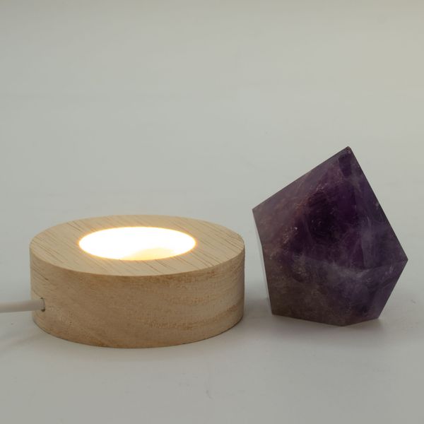 Soporte LED USB redondo de madera de 6 cm - Frío/Cálido/Luz diurna