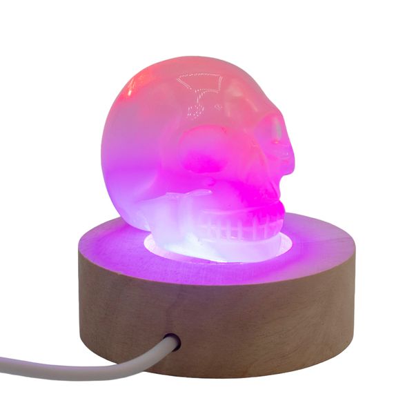 Base LED USB Redonda de Madera de 6 cm - Multicolor