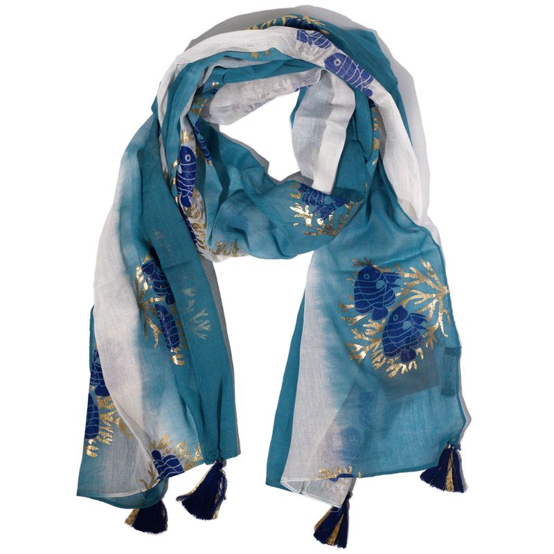 Nomad Sari  - Pareo -  180x50cm - Aqua Fish - Azul del Mar