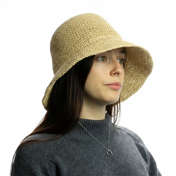 Sombrero de paja para el sol de ala flexible Nomad Sari - Beige natural