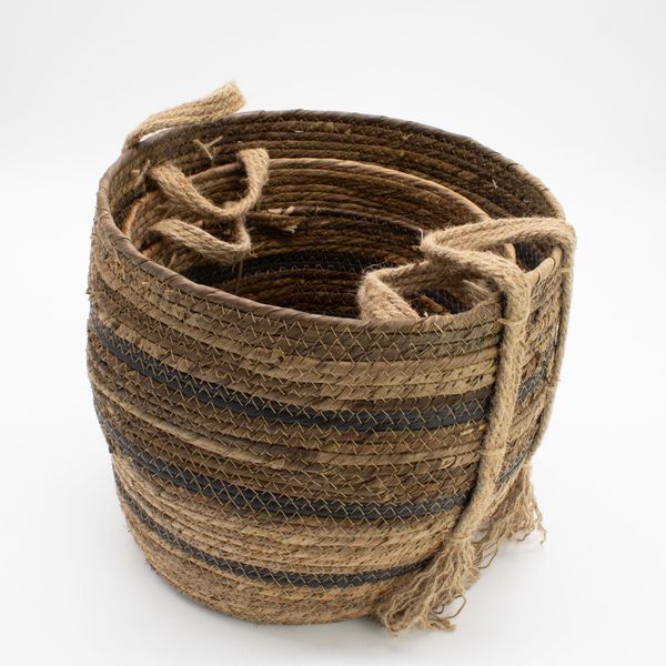 Cestas Grandes de Hoja de Plátano y Junco Marino - Marrones naturales - Juego de 3
