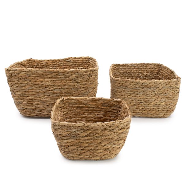 Cestas Cuadradas de Junco Marino - Natural - Juego de 3