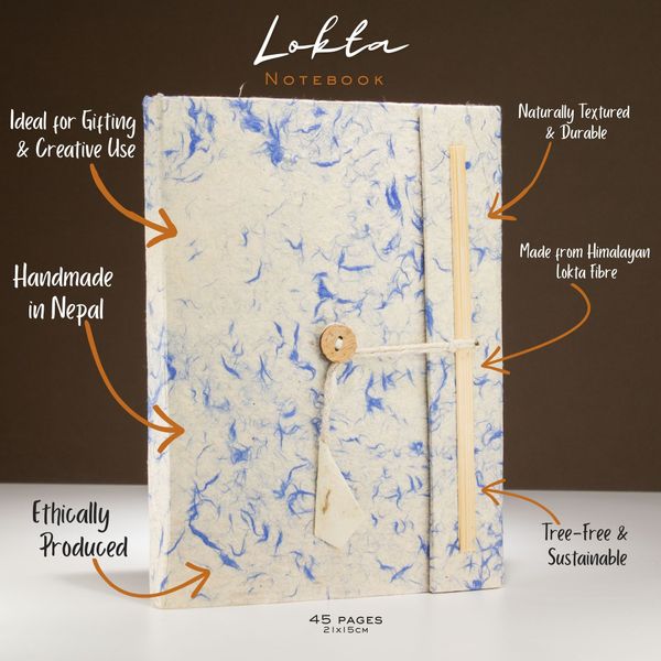 Cuaderno Grande Lokta - Algodón Azul Mixto