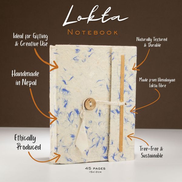 Cuaderno Mediano Lokta - Algodón Azul Mixto