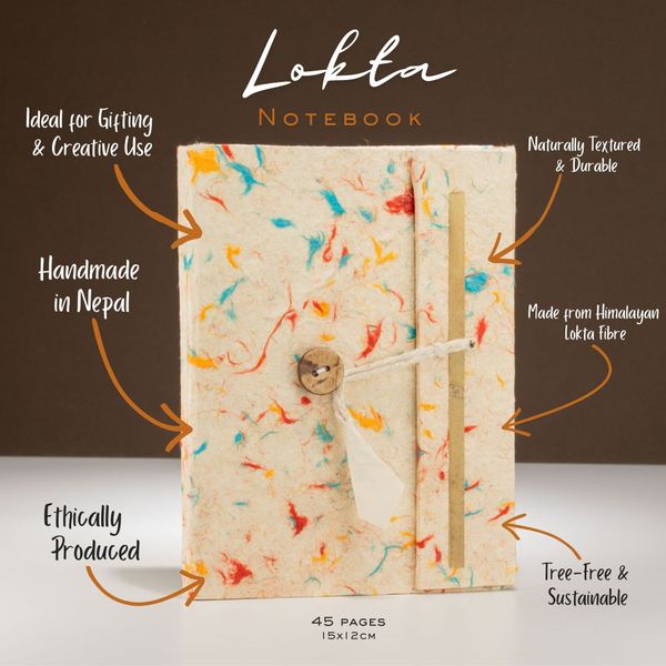Cuaderno Mediano Lokta - Algodón de Colores Mixtos