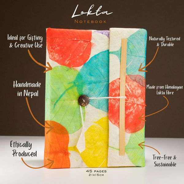 Cuaderno Grande Lokta - Hojas de Colores