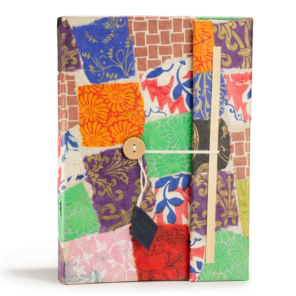 Cuaderno Grande Lokta - Patchwork  (21x15cm) - 45 Hojas - Incluye Marcapáginas - Multicolor