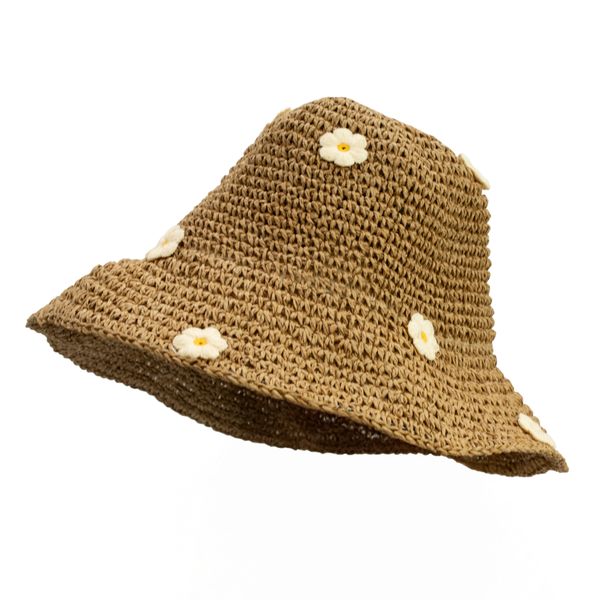 Sombrero de Paja Flexible - Café y margaritas