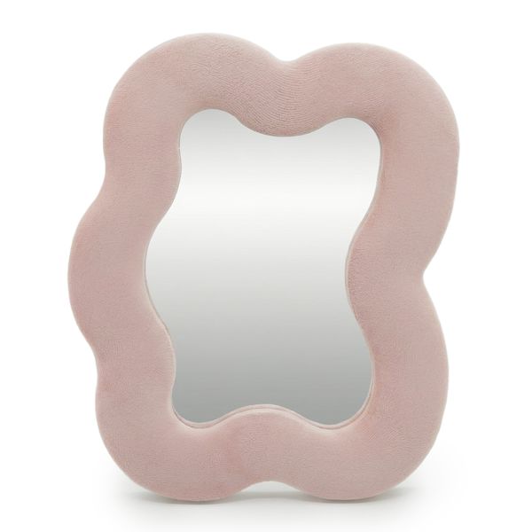Espejo Suave y Ondulado - Piedra cuadrada - Rosa Rubor - 22,5 x 27 x 2,3 cm