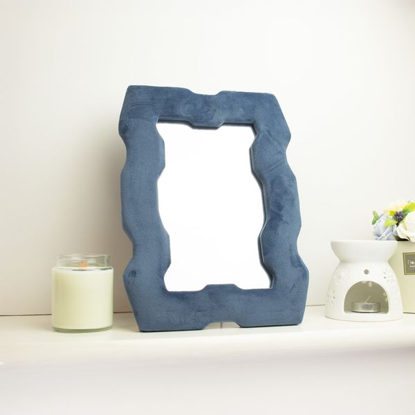 Espejo Suave y Ondulado - Marco grueso - Azul Real - 30,5 x 22,5 x 2,3 cm