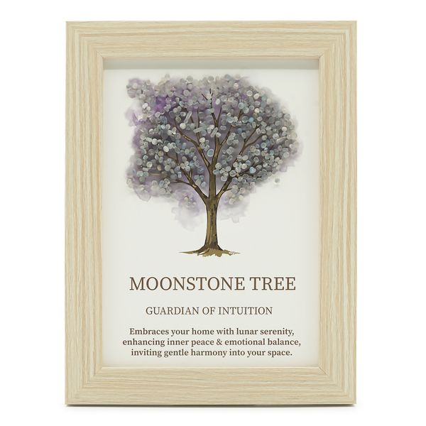 Cuadro de piedra preciosa - Árbol de la Vida - Piedra lunar  (20x14.7x1cm)
