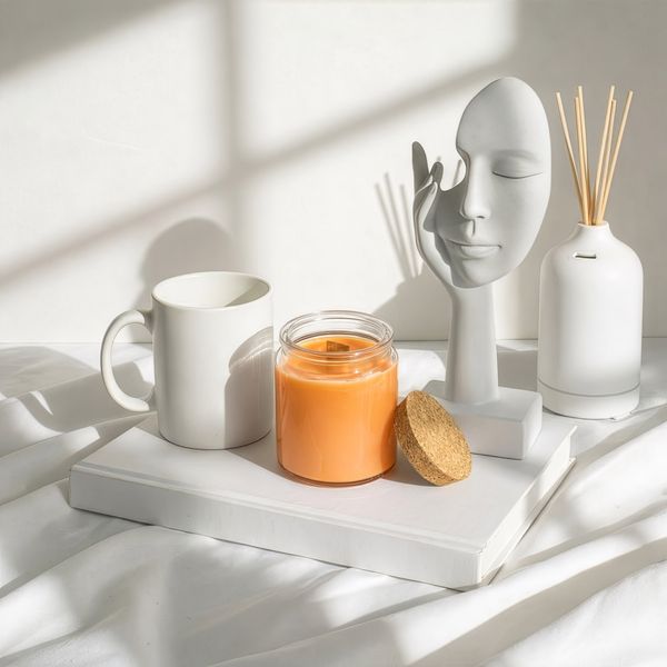 Velas de soja con mecha de madera sin etiqueta