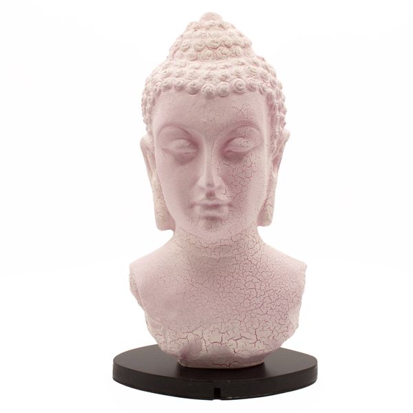 Lámpara de busto de Buda con cristal craquelado color cereza - base ovalada