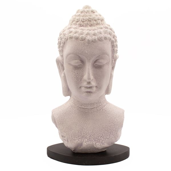 Lámpara de busto de Buda con acabado craquelado lavanda - Base oval