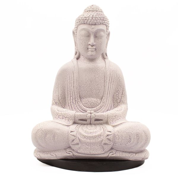 Lámpara de Buda para meditación con acabado craquelado lavanda - Base oval