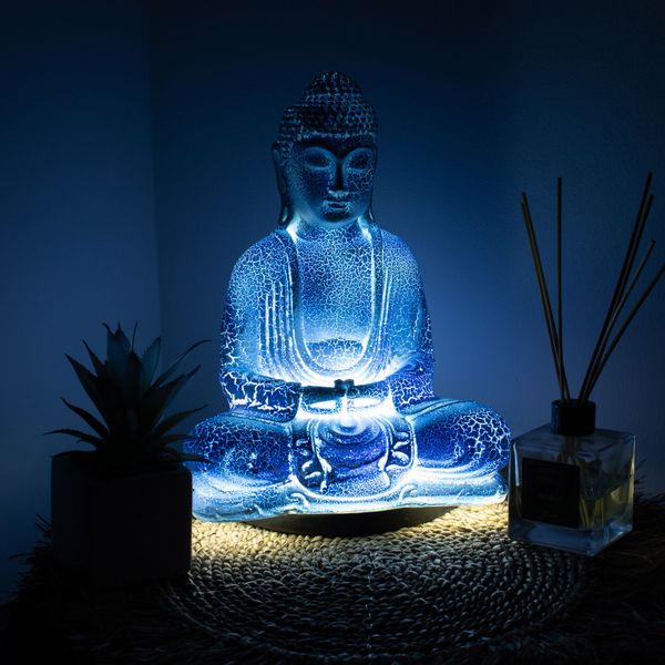 Lámpara de Buda de Meditación Azul Cielo - Soporte Ovalado