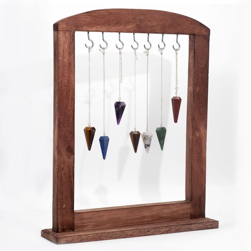 Pack de Inicio de Péndulos de Pirámide + Soporte de Exhibición Marrón