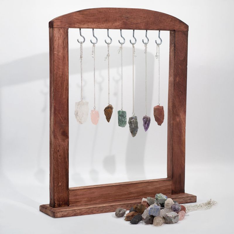 Pack de Inicio Péndulos de Cristales + Soporte Marrón
