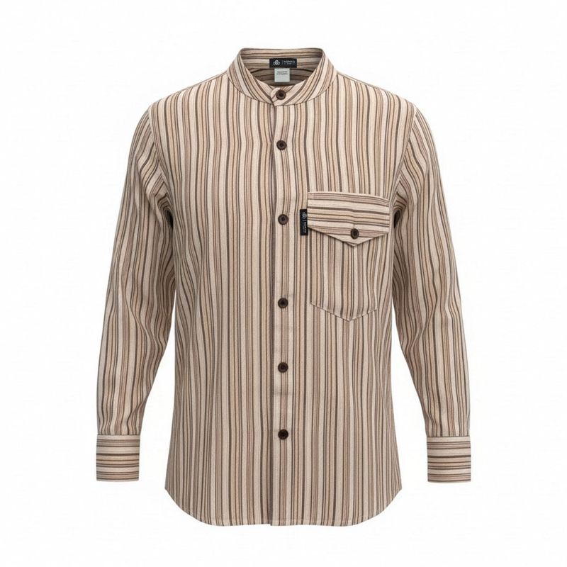 Nomad Sari Grandad Shirt - Marrón beige - Mediano