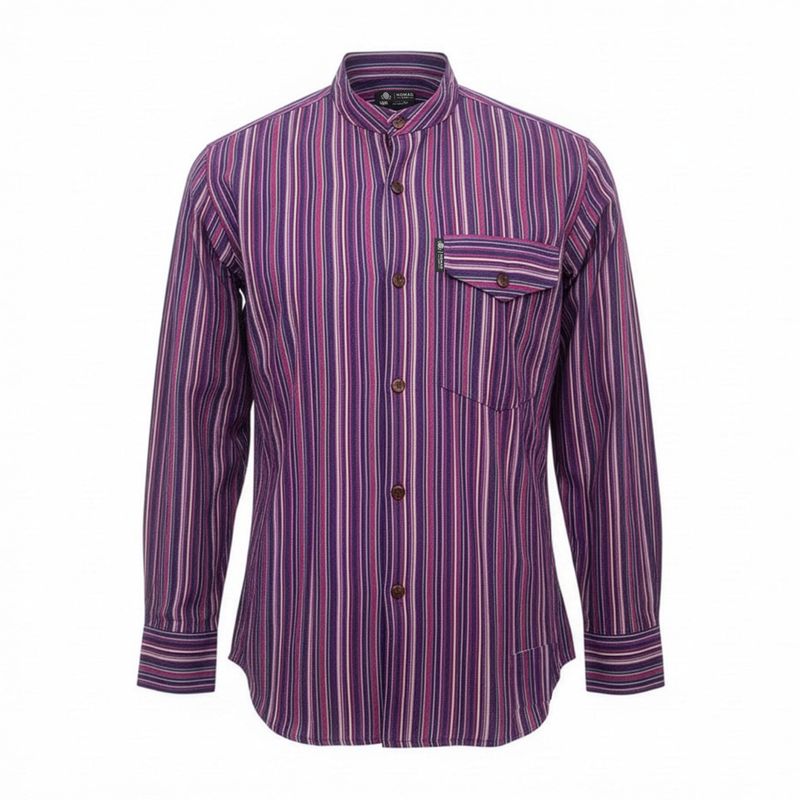 Nomad Sari Grandad Shirt - Negro Púrpura - Mediano