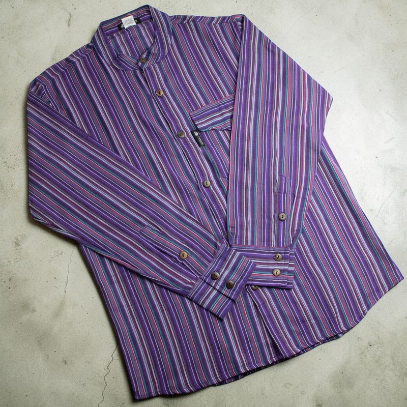 Nomad Sari Grandad Shirt - Negro Púrpura - Mediano