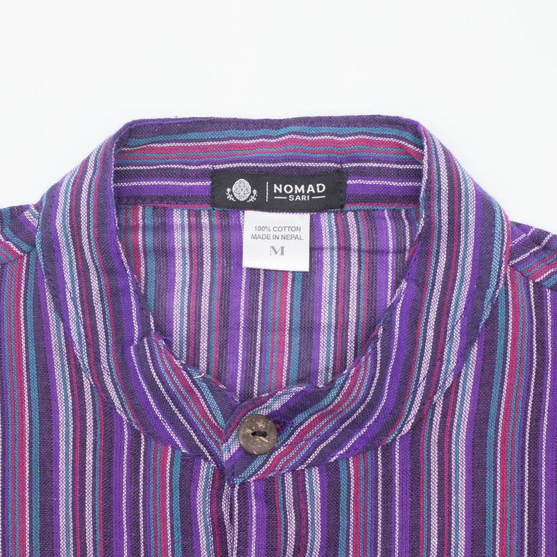 Nomad Sari Grandad Shirt - Negro Púrpura - Mediano