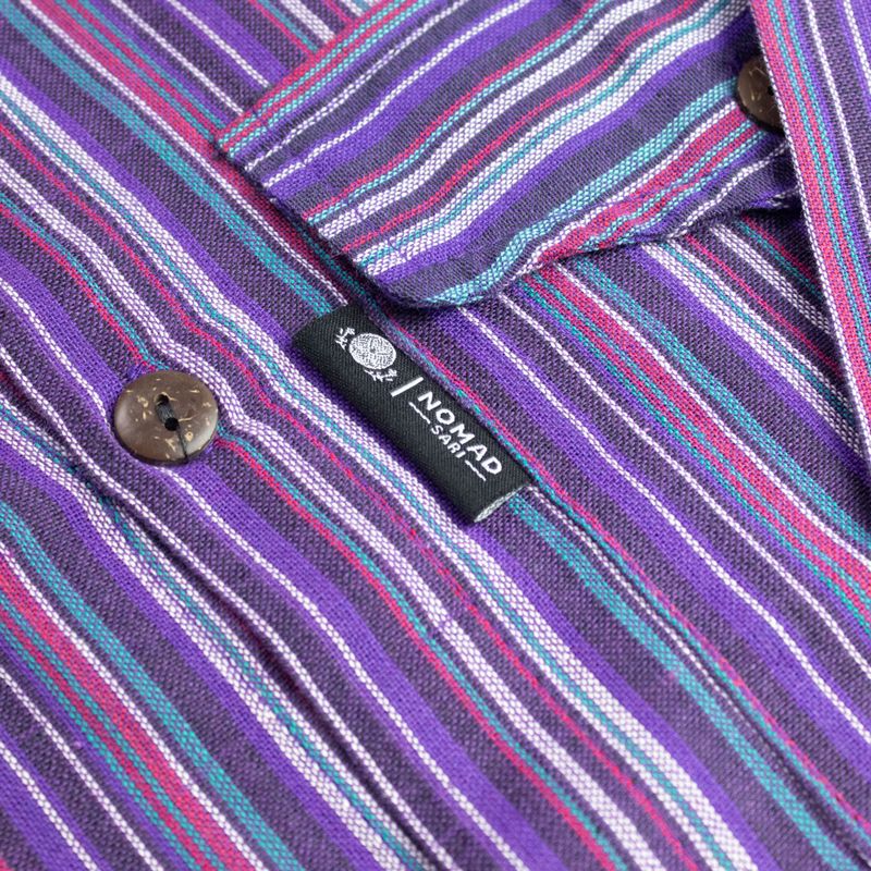 Nomad Sari Grandad Shirt - Negro Púrpura - Mediano
