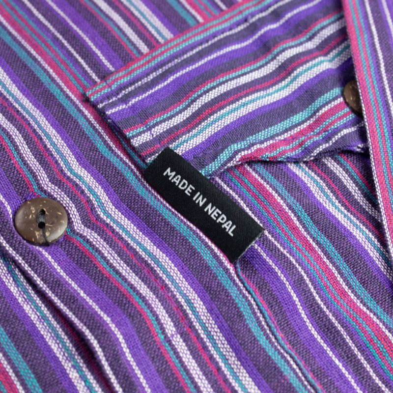 Nomad Sari Grandad Shirt - Negro Púrpura - Mediano