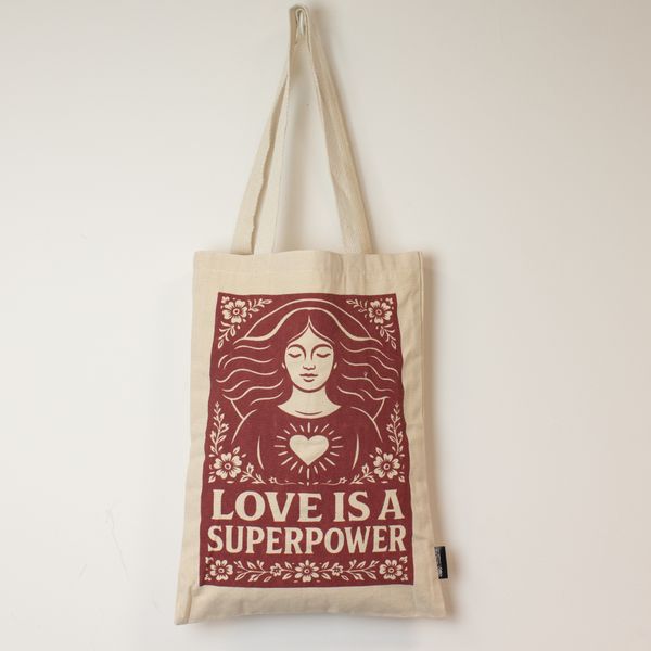 Bolso Tote Iconic Toni - El amor es un superpoder (42x30 cm) - Natural 10 oz