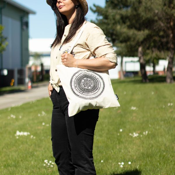 Bolsa tote icónica básica - Urban Mandala - (40x37 cm) - Natural 4oz