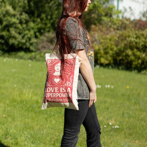 Bolso Tote Iconic Toni - El amor es un superpoder (42x30 cm) - Natural 10 oz