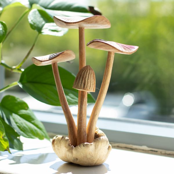 Figura de Madera Tallada a Mano  - Conjunto de 4 setas grandes