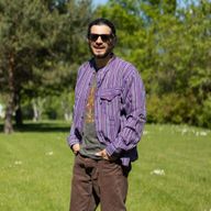Nomad Sari Grandad Shirt - Negro Púrpura - Mediano
