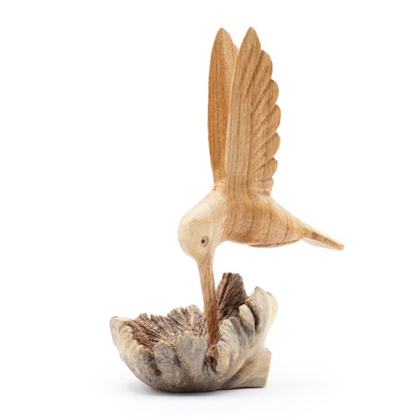 Figura de Madera Tallada a Mano - Elefante  - Colibrí