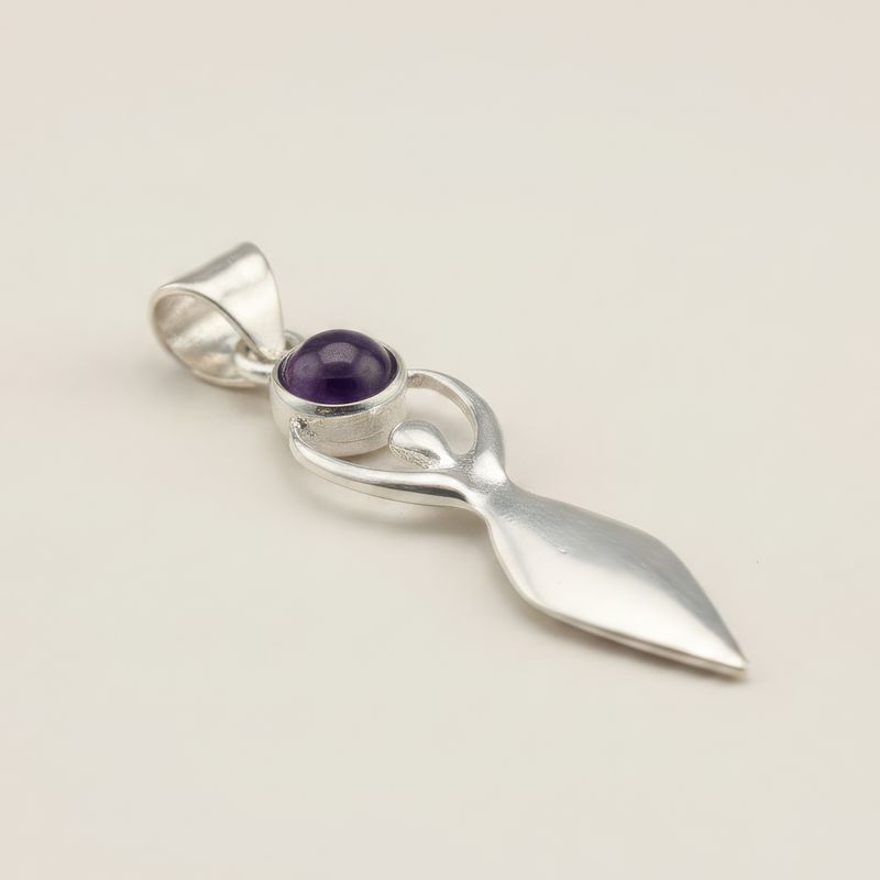 Colgante Esotérico de la India - Plateado (Cordón de 45 cm) - Amatista de la Diosa