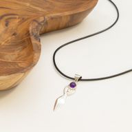 Colgante Esotérico de la India - Plateado (Cordón de 45 cm) - Amatista de la Diosa