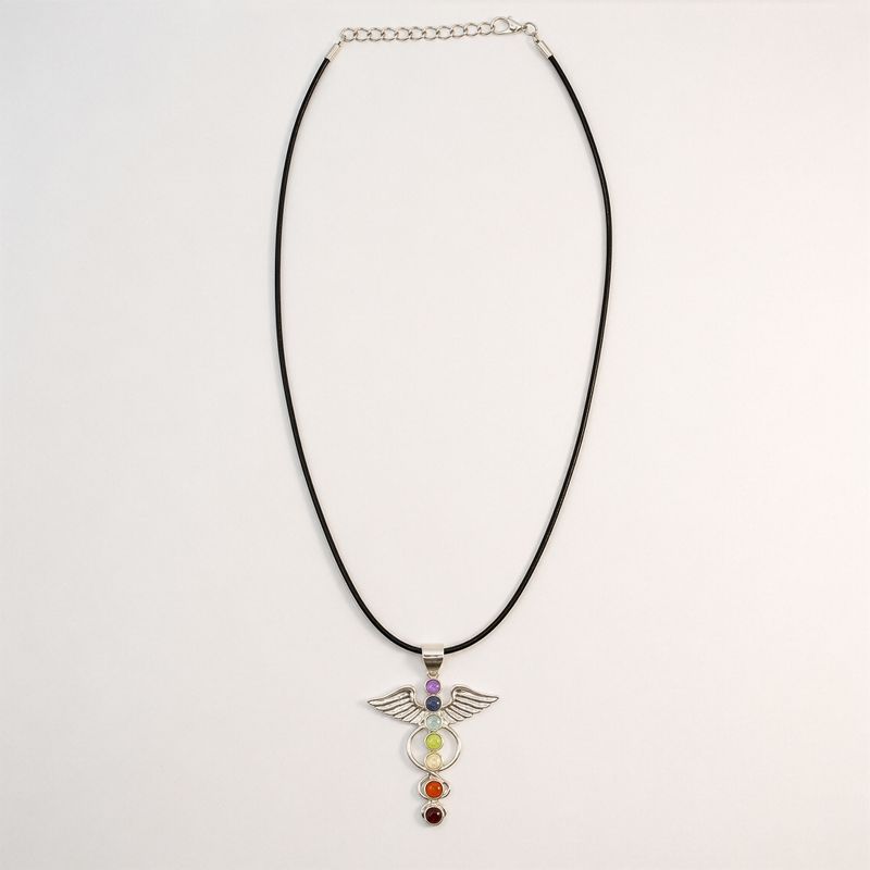 Colgante Esotérico de la India - Bañados en plata (cordón de 45 cm) - Chakra del Ángel