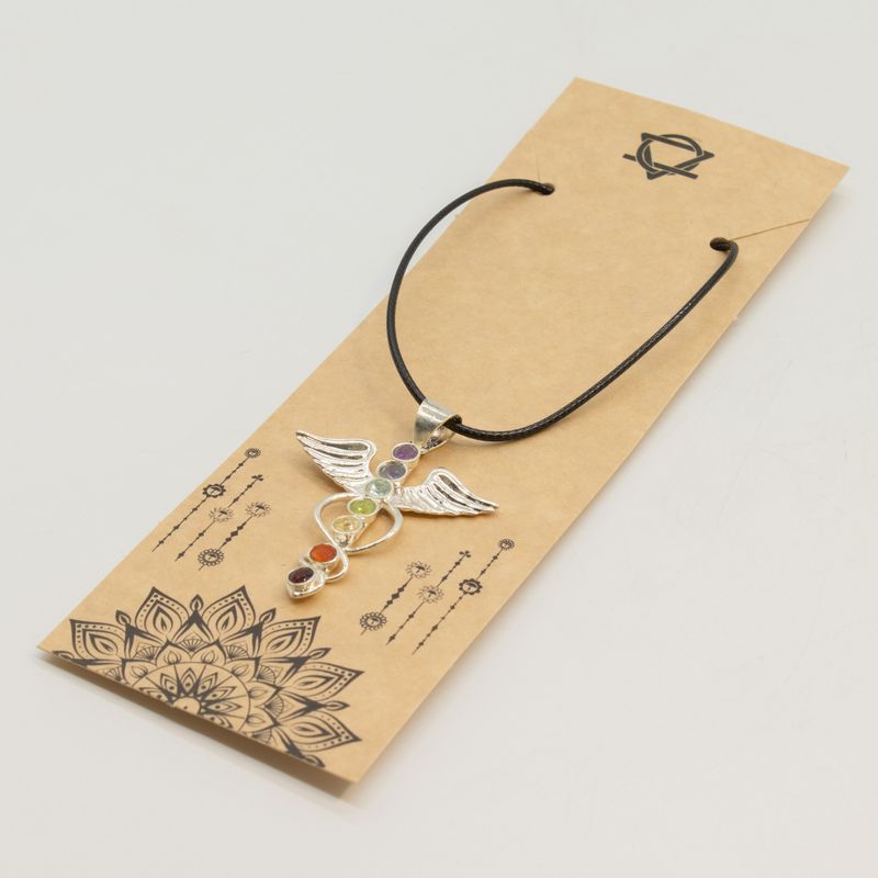 Colgante Esotérico de la India - Bañados en plata (cordón de 45 cm) - Chakra del Ángel