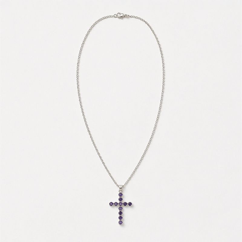 Colgante esotérico de la India - Baño de plata (cadena de 45 cm) - Crucifijo Ionite