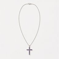Colgante esotérico de la India - Baño de plata (cadena de 45 cm) - Crucifijo Ionite