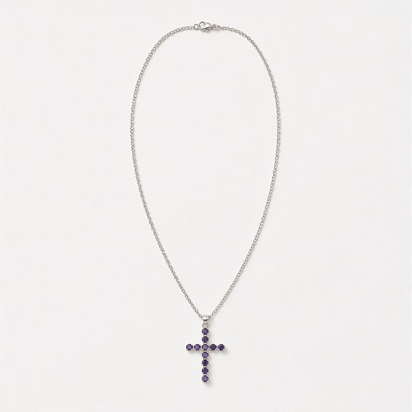 Colgante esotérico de la India - Baño de plata (cadena de 45 cm) - Crucifijo Ionite