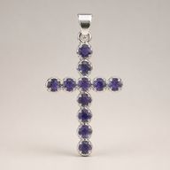 Colgante esotérico de la India - Baño de plata (cadena de 45 cm) - Crucifijo Ionite