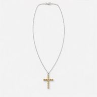 Colgante esotérico de la India - Plateado con cadena de 45 cm - Crucifijo de citrino